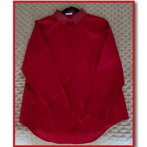 Chico's Womens Red No Iron Button Down Shirt